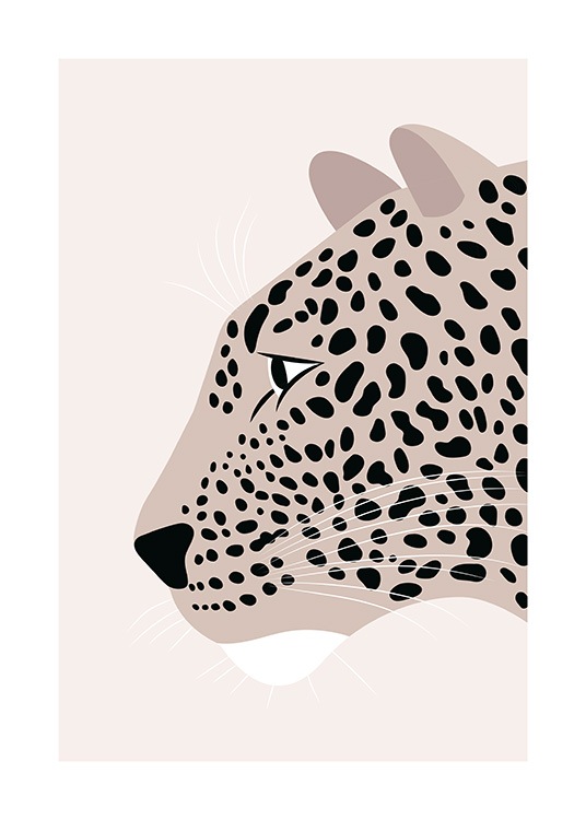 Leopard Profile Illustration Poster / Insects & animals at Desenio AB (13788)