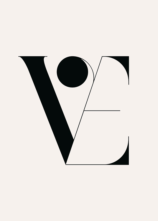  – Typography poster in black and pink with the letters V and E