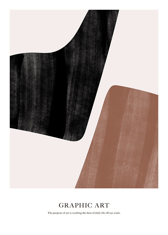  - Abstract illustration of two color blocks in black and brown on a light background