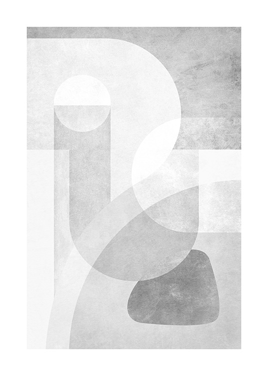 Grey Graphics No1 Poster - Abstract greys - Desenio.com