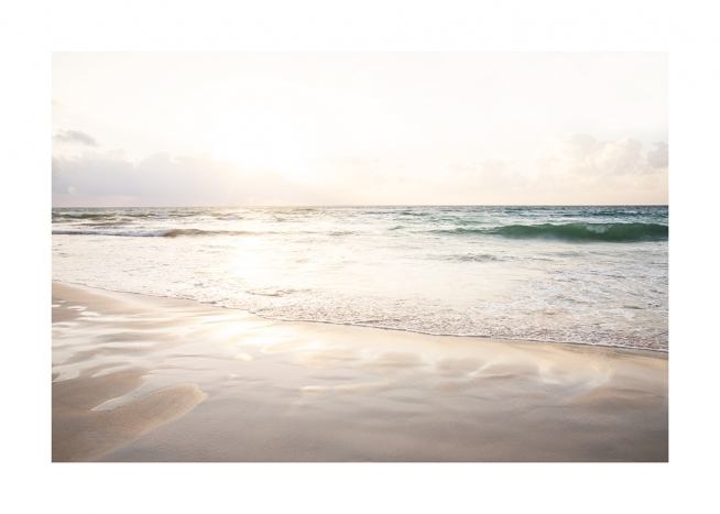  – Photograph of an ocean and beach during sunset