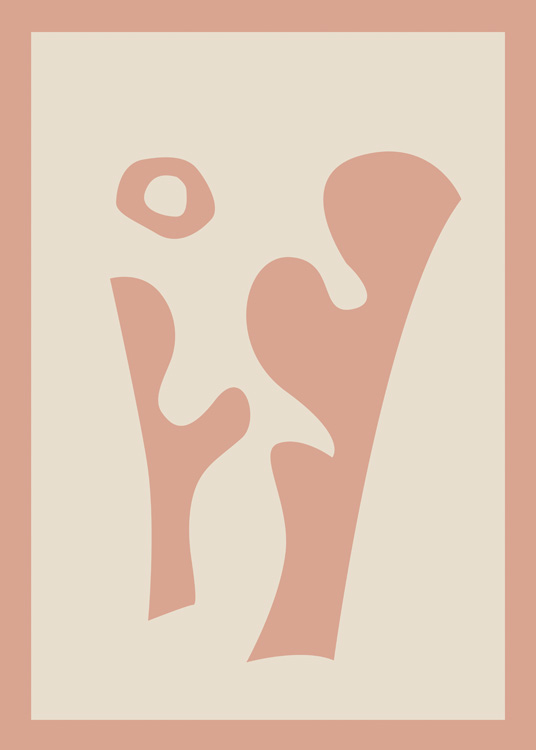  – Graphic illustration with abstract shapes in brown on a beige background