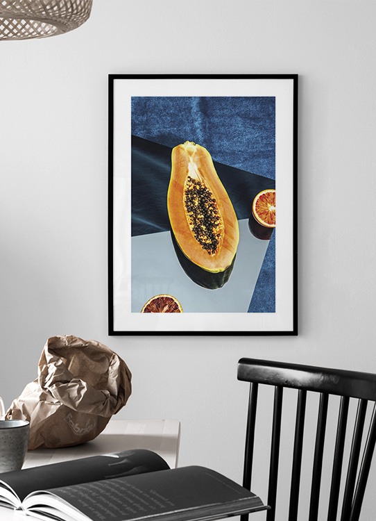 Papaya Poster Papaya On Blue Desenio Com