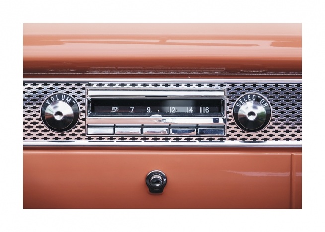  – Photograph of a red radio with a vintage style