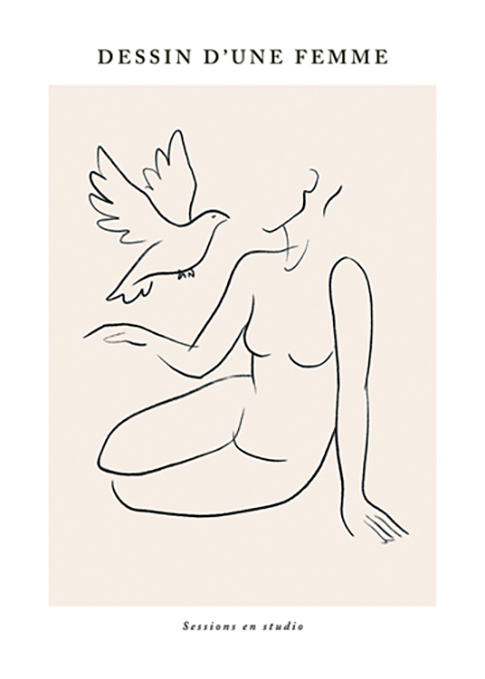 Dessin D Une Femme No2 Poster Woman And Dove Desenio Com