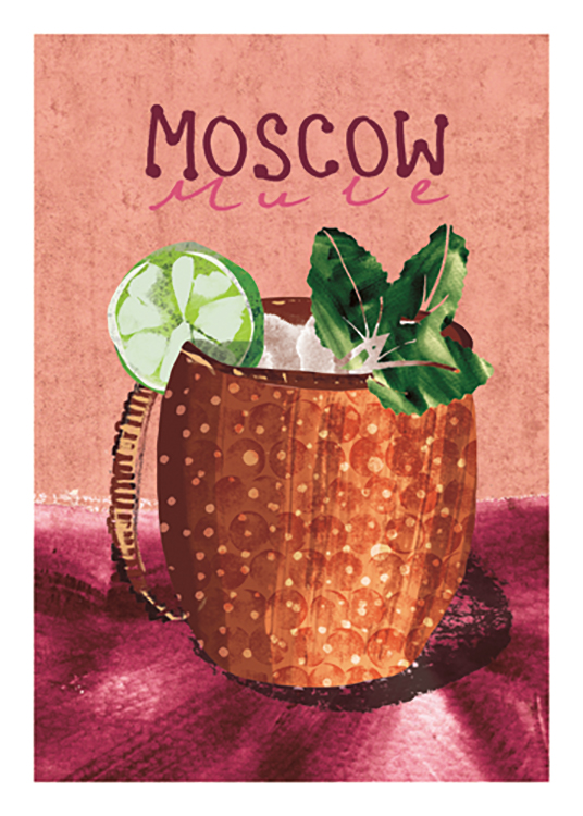  – Illustration of a copper jar with a lime and mint leaves, and the text \
