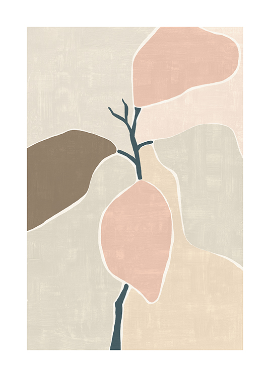  – Illustration with a pastel-colored, abstract plant