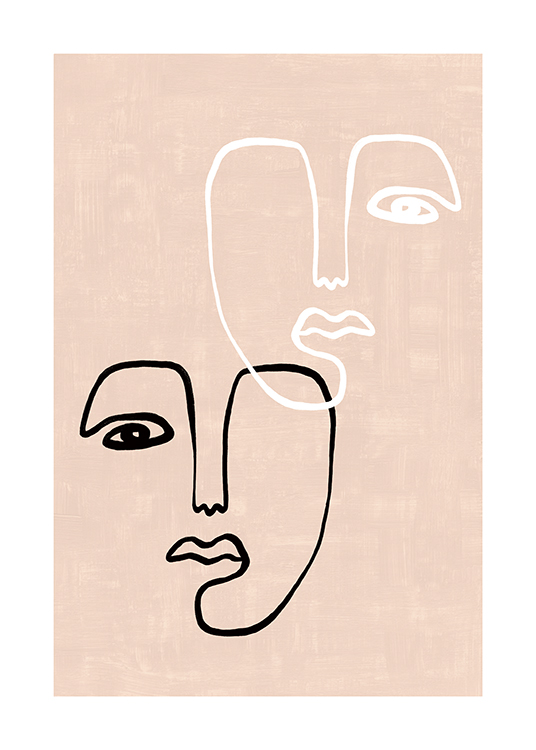  – Illustration of two abstract faces in white and black lines