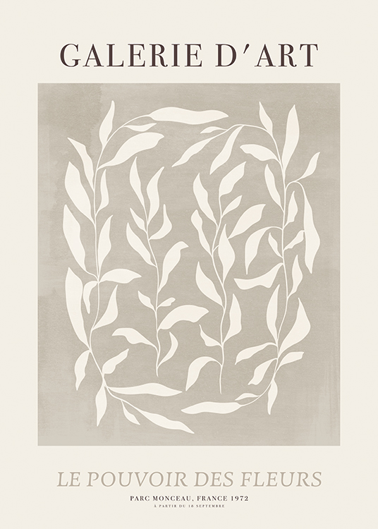  – Illustration with a bundle of white leaves in a grey square with text above and underneath