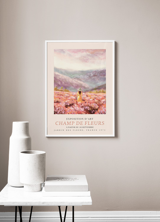 Champ De Fleurs Poster Pink Flower Field Desenio Com