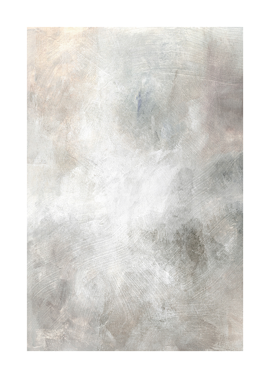  – Grey, abstract painting in various soft tones with a white core