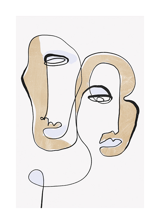  – Abstract illustration of two faces in black with beige and light blue details