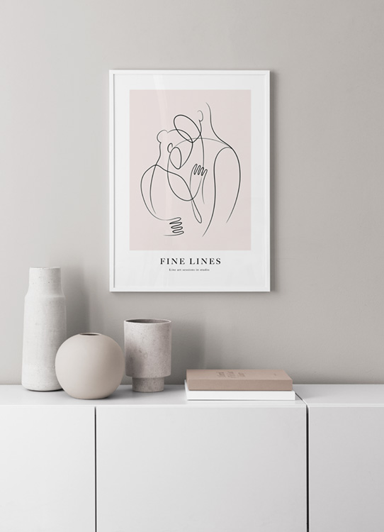 Fine Lines No2 Poster - Line Art Embrace - Desenio.com