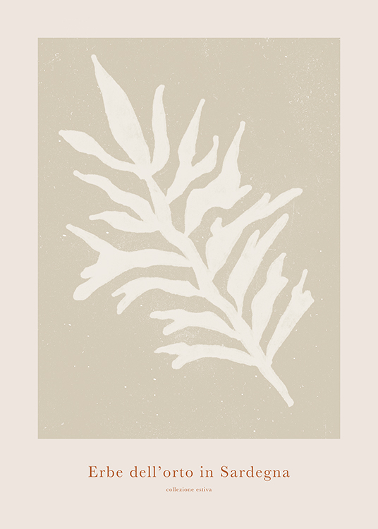  – Illustration of a light leaf drawn on a grey-beige, patchy background with text underneath