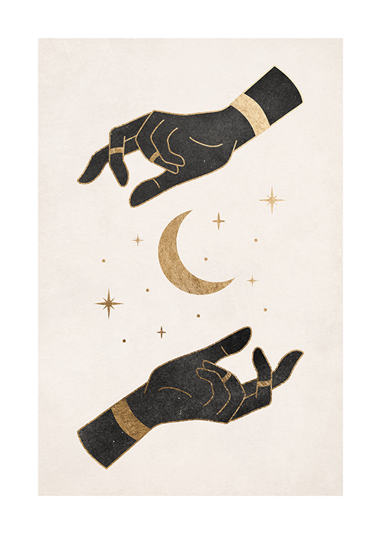 – A print of a crescent moon in the centre of two hands
