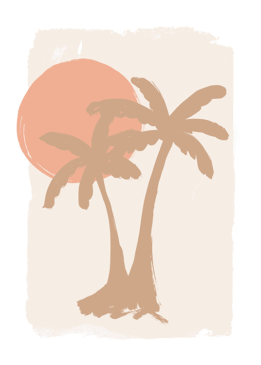  – A painting-style print of palm trees in the sunshine