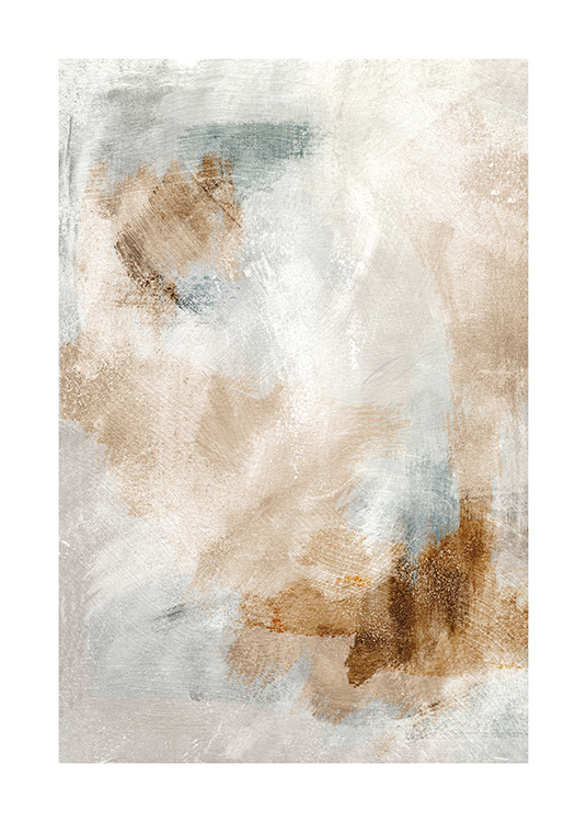  – Painting with a textured, abstract design in white, grey and beige