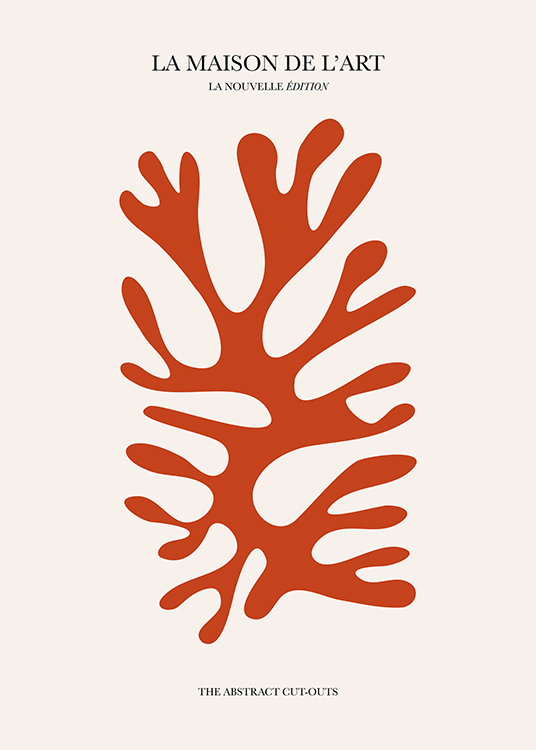 – Graphic illustration with an abstract red coral against a light beige background