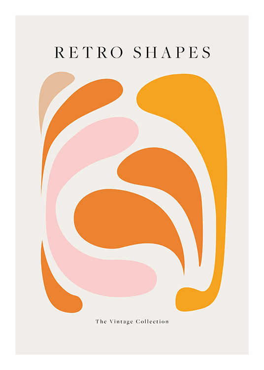 – A print with shapes in retro colours and beige background