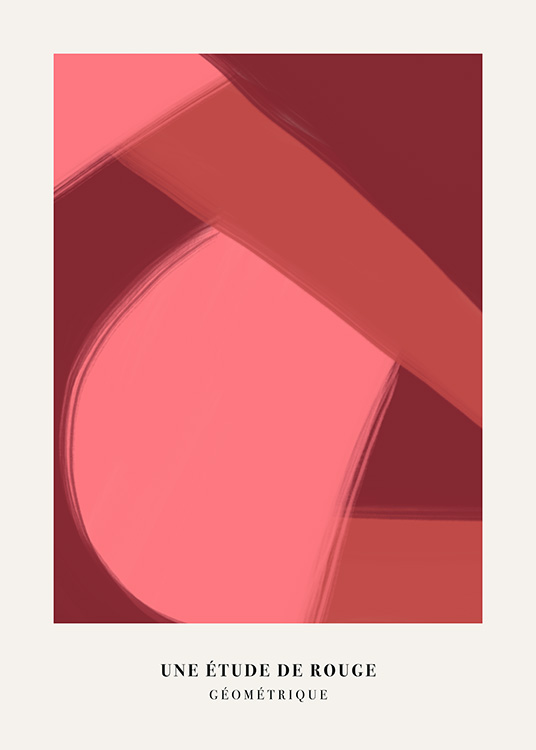 – An abstract print with different pink colours in lines and shapes