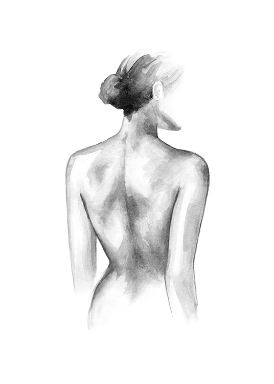 – Woman's back in black and white