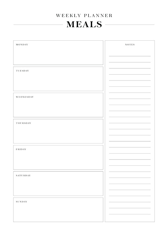 Weekly Planner Poster - White weekly planner - desenio.com