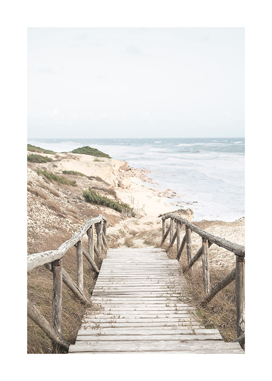 – Poster of a boardwalk leading to the beach 