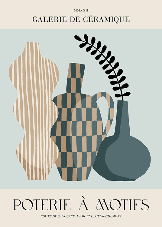 – Poster of vases with text below and above