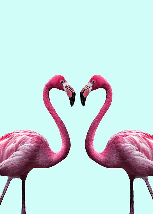 Bekwaam Psychologisch gevaarlijk Flamingo Heart Poster