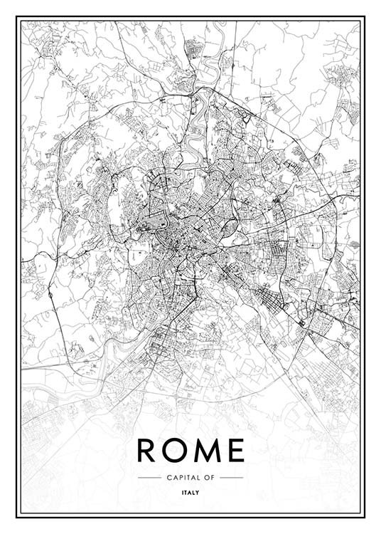 Rome Map Poster / Black & white at Desenio AB (2048)