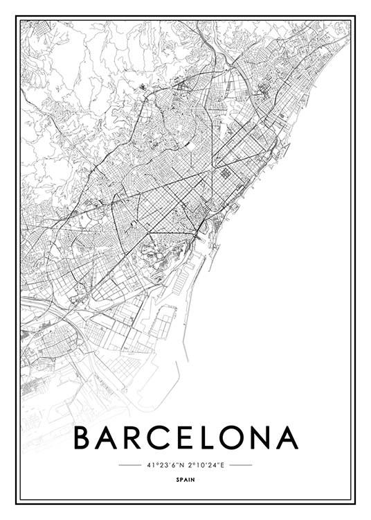 Barcelona Poster / Black & white at Desenio AB (2051)
