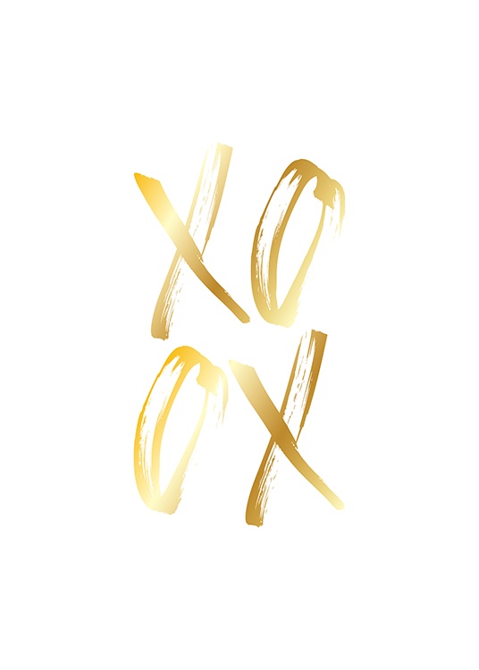  – Text print in gold and white with the word XOXO in gold