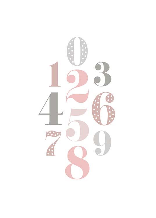 Numbers Pink  Poster / Kids posters at Desenio AB (2210)