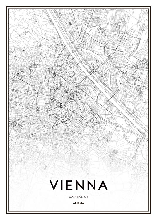 Vienna Map Poster / Black & white at Desenio AB (3355)