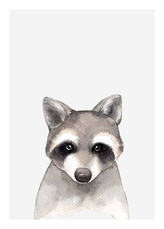 Aquarelle Raccoon Poster / Kids posters at Desenio AB (3367)