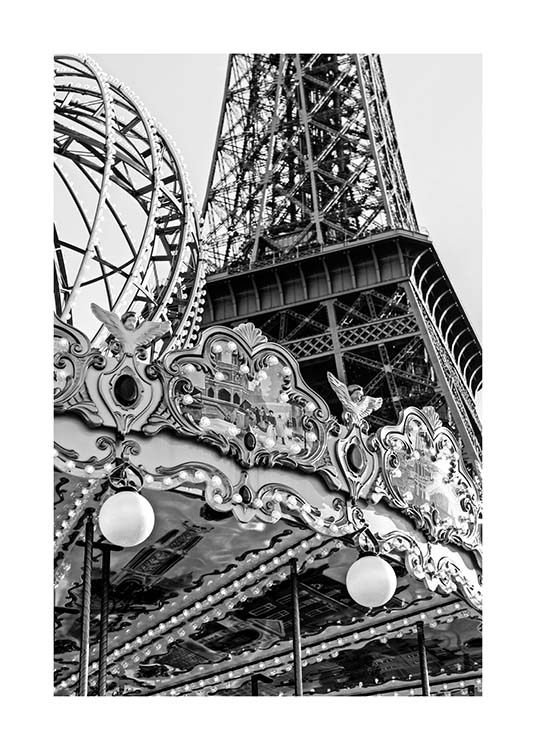 Carousel Et Eiffel Poster / Black & white at Desenio AB (3428)