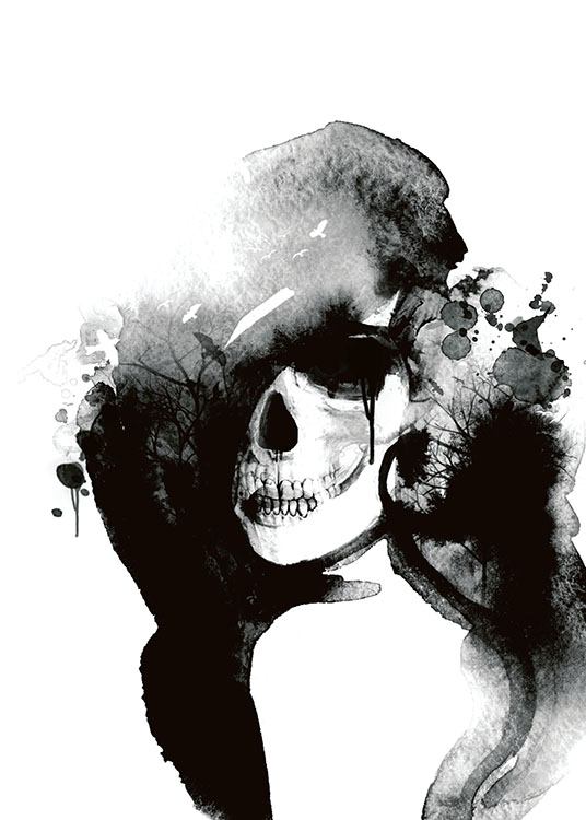 Beauty Skull, Poster / Black & white at Desenio AB (7721)