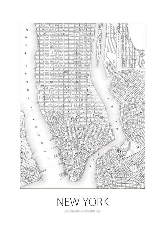New York Karta, Posters / Maps & cities at Desenio AB (7753)