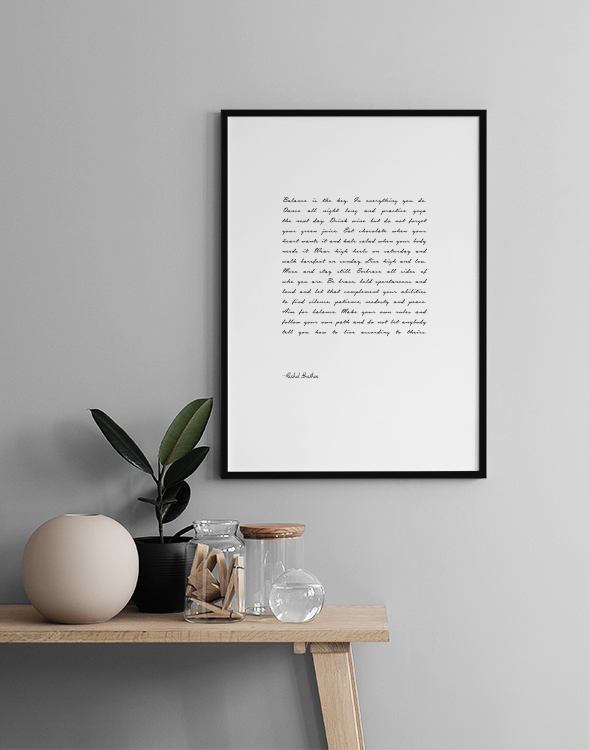 Poster With Citation By Yoga Girl Poster With Text Balans Desenio Com