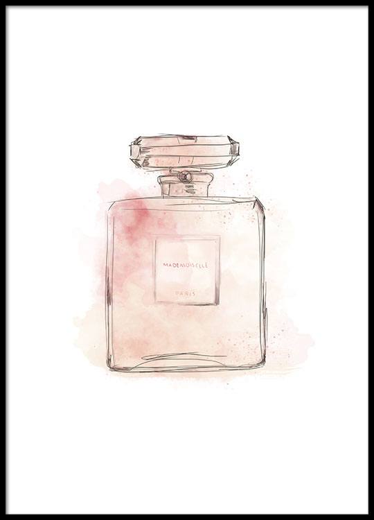 bottle vector perfume of bottle with Poster pink perfume illustration