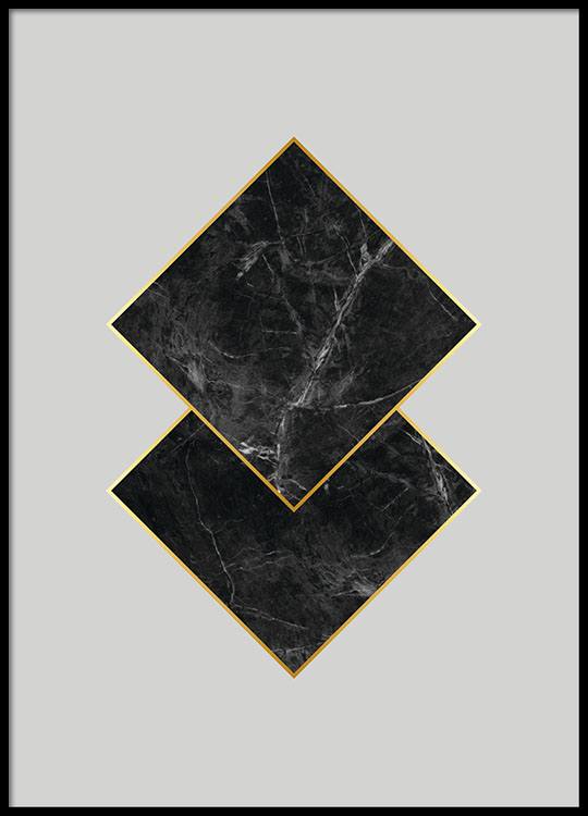 Graphic poster with marble and gold