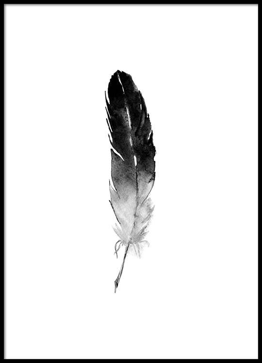 Uitgelezene Poster of aquarelle feather | Black and white posters – desenio.com HY-11