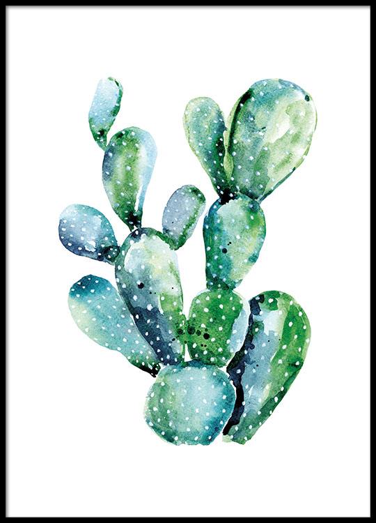 Watercolor Cactus PRINT Poster