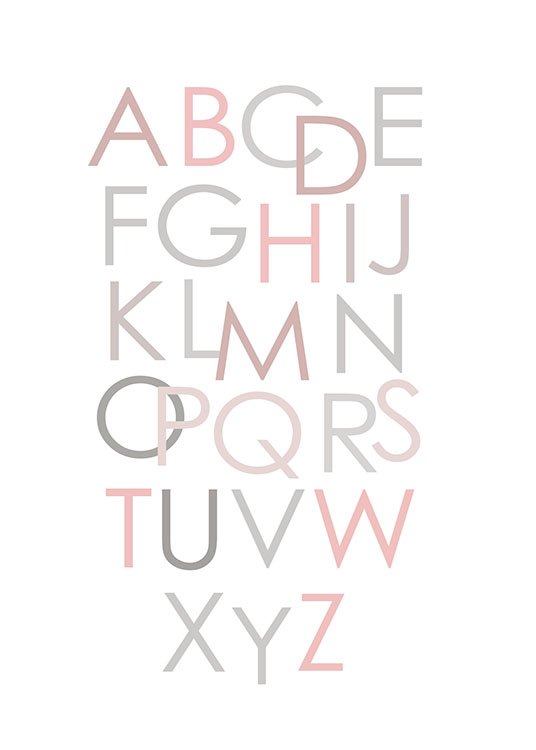 Alphabet Pink Eng, Poster / Kids posters at Desenio AB (8436)