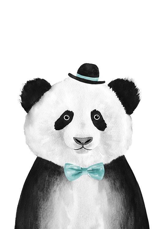 Panda With Blue Hat Print / Kids posters at Desenio AB (8709)