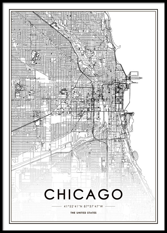 Map Of Chicago Poster Chicago Map Poster