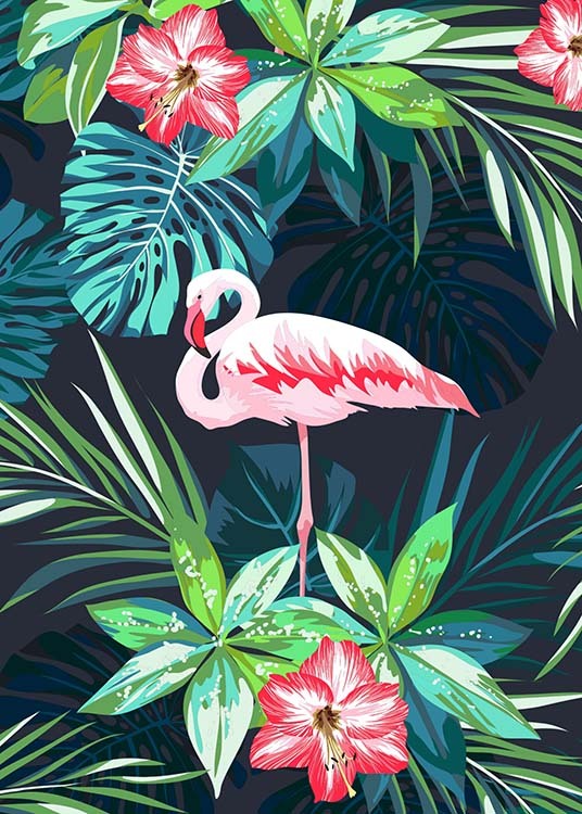 Flamingo In Paradise Poster