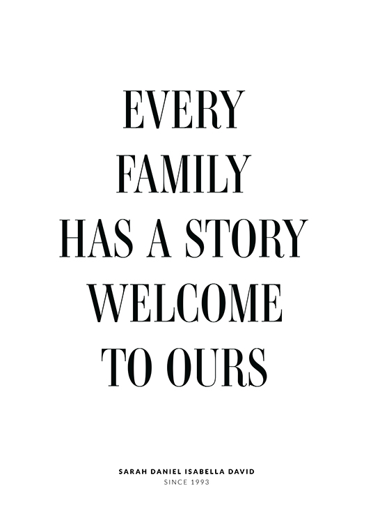  – Quote written in black about your family's story, against a white background