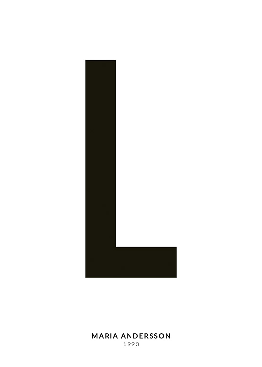 – A minimalistic text poster with the Letter L and smaller text underneath on a white background