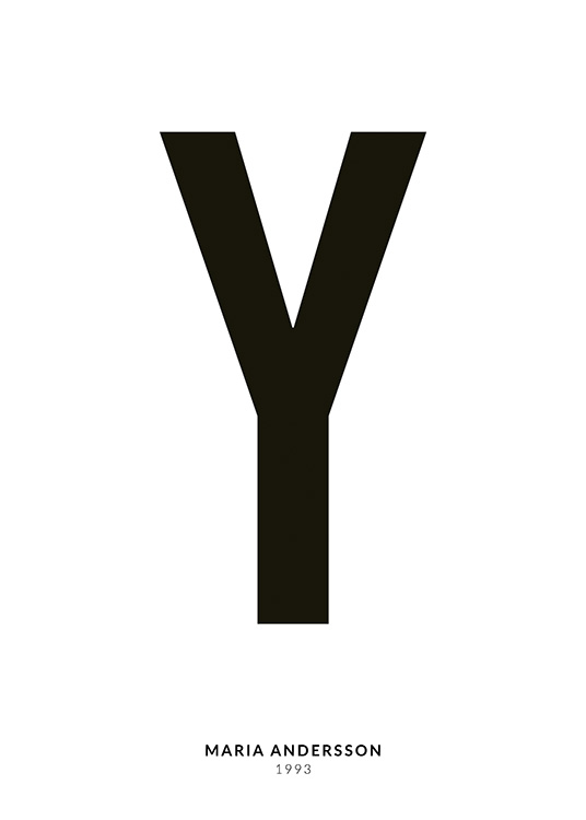 – A minimalistic text poster with the Letter Y and smaller text underneath on a white background
